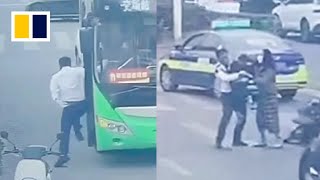 Bus driver pulls over to save choking child in China [upl. by Tamarah]