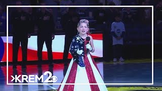 Washington girl goes viral AGAIN for her performance of the national anthem [upl. by Svensen]