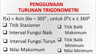 Titik stasioner fungsi trigonometri Sinus  fungsi naik turun titik balik maksimum dan minimum [upl. by Okiman]