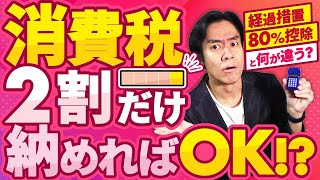 【税制改正】インボイス制度20だけの納付でOKの激変緩和措置と従来の仕入税額控除80OKの経過措置は一体何が違うの？免税事業者・課税事業者それぞれどう対応すればいいのか？ [upl. by Tterag]