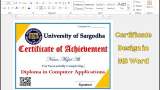 How to Make Certificate Design in MS Word  certificate design kaise banaye [upl. by Nylkaj576]