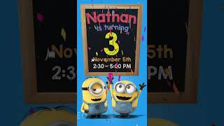 Minions Themed Birthday Video Invitation [upl. by Dylan]