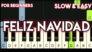 JOSE FELICIANO  FELIZ NAVIDAD  SLOW amp EASY PIANO TUTORIAL [upl. by Sixla]