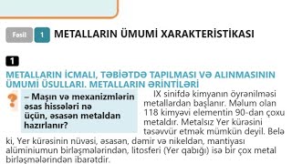 9 cu sinif Kimya mövzu 1Metallarin ümumi xarakteristikası dərs izahı və tapşırıqlarin həlli [upl. by Oynotna599]