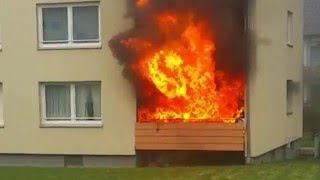 Feuer in Oberzwehren Explosion auf Balkon [upl. by Husein]