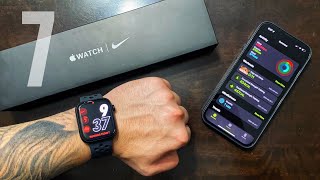 Apple Watch Series 7 NIKE EDITION Unboxing and Setup Midnight [upl. by Meri]