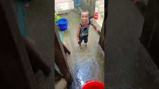 একা একা ফুয়াদ কিভাবে বৃষ্টিতে ভেজে  Cute Baby Fun shortvideo funny shorts shortsviral [upl. by Dusza]