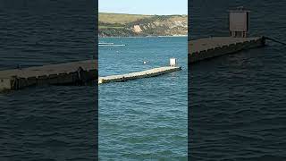 Floating Jetty Swanage Bay Dorset the Knotman [upl. by Ahsetan326]