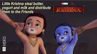 Little Krishna steal butter yogurt amp milk and distribute in friends [upl. by Feetal]