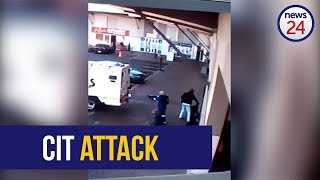 WATCH Armed thieves attack cashintransit guards in Boksburg [upl. by Arte]