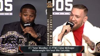 Conor McGregor vs Tyron Woodley TRASH TALK amp BACKSTAGE [upl. by Ammann]