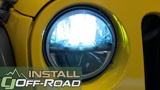 Jeep Wrangler JK Rigid Industries Headlight LED 7quot TruckLite Pair 20072018 Installation [upl. by Aiyn]