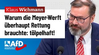 Warum die MeyerWerft überhaupt Rettung brauchte tölpelhaft – Klaus Wichmann AfD [upl. by Melloney852]