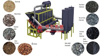 Continuous rotary rice husk carbonization machine Charcoal Making Machine Biochar Carbonizing Kiln [upl. by Roi]