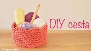 Cómo tejer cesta de trapillo a crochet paso a paso  DIY moda con Emil [upl. by Westhead]