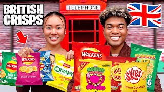 Trying Weird British Snacks For The First Time BRITISH CRISPS [upl. by De]