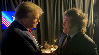 Javier Milei excitedly leaps into Donald Trumps arms during first inperson meeting [upl. by Beisel]