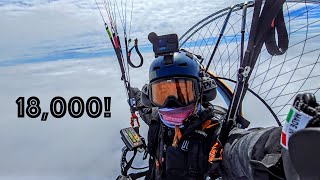 Flying to 18000 Feet on my Paramotor  Testing the new EFI [upl. by Yarled]