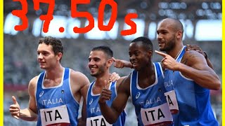 Oro e Record Staffetta 4x100 metri Maschile alle Olimpiadi di Tokyo 2020  3750 secondi [upl. by Auod]