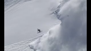 Skiers Epic Backflip Escaping Avalanche [upl. by Harbird]