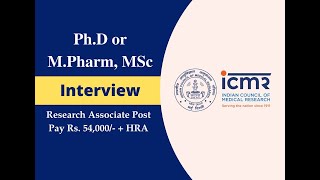 Walk in job for PhD or MPharm at ICMR  Pharma vacancy [upl. by Ardnik]