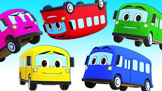 Five Little Buses Jumping On The Road  Fun Nursery Rhymes for Babies  HooplaKidz TV [upl. by Koslo951]