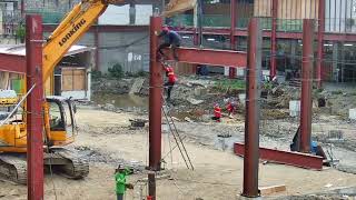 Installing the cross beam Agdao Farmers Market Philippines [upl. by Priest]