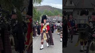 The Highlanders 4 SCOTS Pipes and Drums Military Band marching to 2022 Braemar Gathering shorts [upl. by Pich]