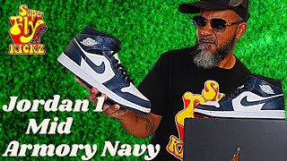 THE JORDAN 1 MID ARMORY NAVY IS SOOO FREAKIN FIRE GEESH WHERE TO BUY [upl. by Okiman]