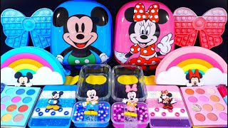 quotBlue Mickey Mouse VS Pink Minnie Mousequot Slime Mixing Makeup into clear slime 🌈ASMR🌈 슬라임 297 [upl. by Mavilia]