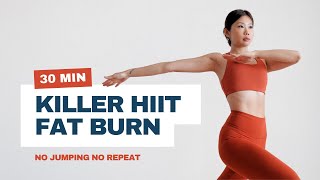 30 min Full Body Killer HIIT  no jumping no repeats [upl. by Ogeid]