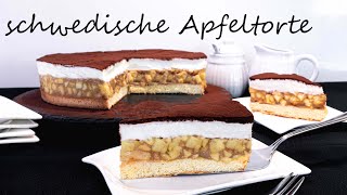 einfach nur lecker  schwedische Apfeltorte 🇸🇪  SahneSchmandCreme auf leckerer Apfelfüllung [upl. by Hevak]