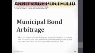 Municipal Bond Arbitrage  ArbitragePortfoliocom [upl. by Jany541]