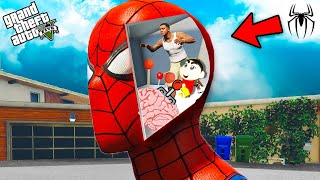 Shin Chan amp Dhanu Dino Controlling Spider Man amp Got all Super Powers Dhanu Anna GTA 5 in Telugu [upl. by Nosila]