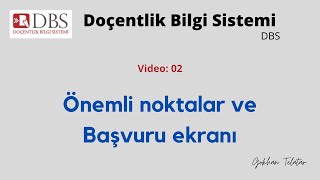 Doçentlik Bilgi Sistemi önemli noktalar ve başvuru ekranı [upl. by Elicia960]