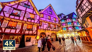 Colmar France Christmas Market 2022 🇫🇷 4K Evening Walking Tour [upl. by Shulins]