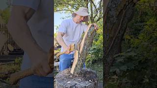 Hewing with a hatchet wood woodwork axe tools diy homestead bushcraft craft carving [upl. by Willumsen]