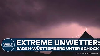 HEFTIGE UNWETTER IM SÜDWESTEN Deutscher Wetterdienst warnt vor Starkregen und Sturzfluten [upl. by Georgeanna]