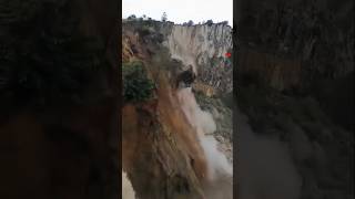 Mountain waterfall cutting big landslide nplwaterfallmountains shorts [upl. by Eicnahc285]