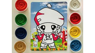 Sand painting for little girls  drawing coloring for little girls [upl. by Beffrey804]