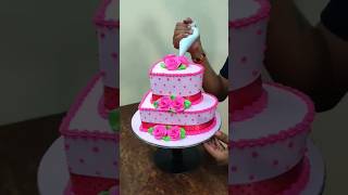 2 Step Heart Shape flowers Cake Anniversary Cake Design shorts cake cakedesign viralvideo [upl. by Naples]