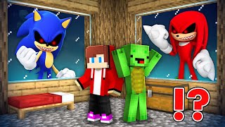 JJ and Mikey HIDE from SONICEXE and KNUCKLESEXE in Minecraft Challenge  Maizen JJ and Mikey [upl. by Fe]