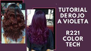 como teñir cabello de color violeta o morado tutorial tono R221 COLORTECH [upl. by Barri]