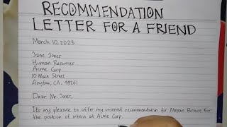 How To Write A Recommendation Letter for A Friend Step by Step  Writing Practices [upl. by Erv451]