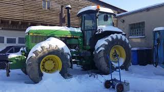 John Deere 4755 Cold Start 22°C DIESEL extreme Tractor Cold [upl. by Dickens151]