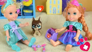 Elsa and Anna PuppySitting Rapunzel  Dog  Annia amp Elsia Toddlers  Pets I Toys Dolls LPS I Ep87 [upl. by Cirre100]