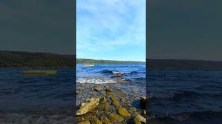 Waves of Skaneateles Lake on a sunny October day 🏞 lake water watersounds [upl. by Anelrats]