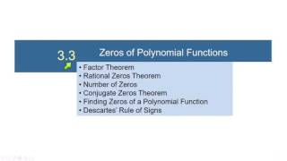 College Algebra 33 Zeros of Polynomials Part 1 [upl. by Sinne]