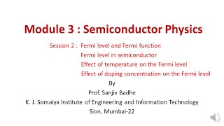 Semiconductor Physics Session 2 Fermi Level and Fermi Function [upl. by Wayne]