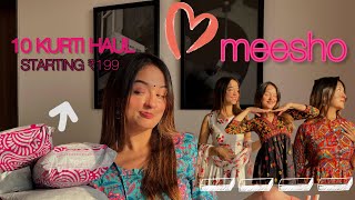 Huge MEESHO KURTI HAUL💖Starting at ₹199 Try on haul Shruti Bakshi meesho kurtihaul [upl. by Sonia478]